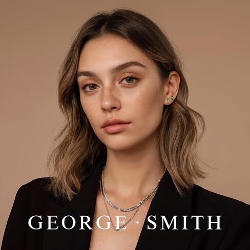 GEORGE • SMITH 14K Gold Plated Earrings for Women, 3 Pairs Cartilage Stud Earrings Set, 5A Cubic Zirconia Hypoallergenic Dainty Gold Earrings Jewelry for Women Girls Gifts in Saudi Arabia