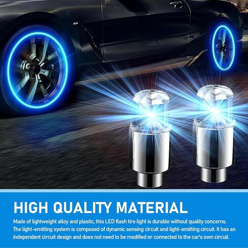 Pack-6 Car Tire Valve Light, Tire Valve Flash Light, Universal Car Decoration Accessory, for Most Cars (Blue) in Kuwait