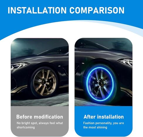 Pack-6 Car Tire Valve Light, Tire Valve Flash Light, Universal Car Decoration Accessory, for Most Cars (Blue) in Kuwait