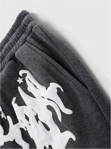 GORGLITTER Men's Letter Graphic Sweatpants Color Block Drawstring Flared Sweatpants in Saudi Arabia
