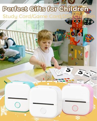 Memoqueen T02 Mini Printer, Transparent Thermal Sticker Print Pods, Bluetooth Portable Printers, Fun Creation Gifts for Holiday, DIY Travel, Memos, Study Notes, Compatible with iOS & Android, Pink in Kuwait