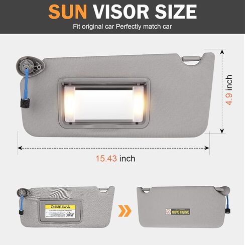 Gray Left Driver Right Passenger Side Sun Visor Fit for Honda Accord 2008 2009 2010 2011 2012 Replace # 83230TA0A91ZA 83280TA0A91ZB in Saudi Arabia