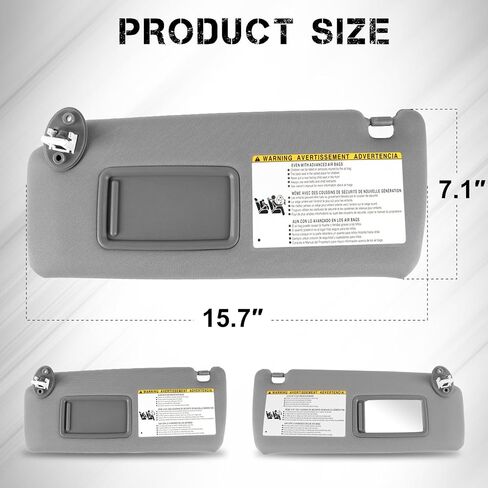 Left&Right Side Sun Visor Replacement for 4RUNNER Toyota 2010 2011 2012 2013 2014 2015 2016 2017 2018 2019 2020 2021 2022 2023 Sunvisor Replaces 74320-35A91-B1,74310-35B01-B1(Gray) in Kuwait