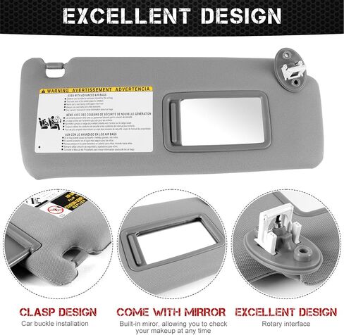 Left&Right Side Sun Visor Replacement for 4RUNNER Toyota 2010 2011 2012 2013 2014 2015 2016 2017 2018 2019 2020 2021 2022 2023 Sunvisor Replaces 74320-35A91-B1,74310-35B01-B1(Gray) in Kuwait