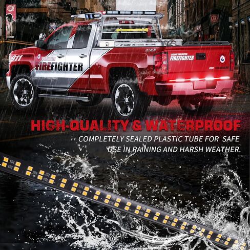 60 inch Truck Emergency Lights Strip 360 LED Tailgate/Rear Window Strobe Lights Red White Firefighter POV Lights Flashing Warning Hazard Safety First Responder Lights for Vehicles Fire Trucks in Kuwait