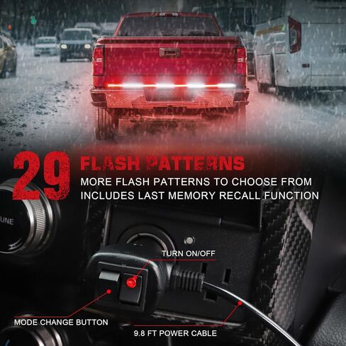 60 inch Truck Emergency Lights Strip 360 LED Tailgate/Rear Window Strobe Lights Red White Firefighter POV Lights Flashing Warning Hazard Safety First Responder Lights for Vehicles Fire Trucks in Kuwait