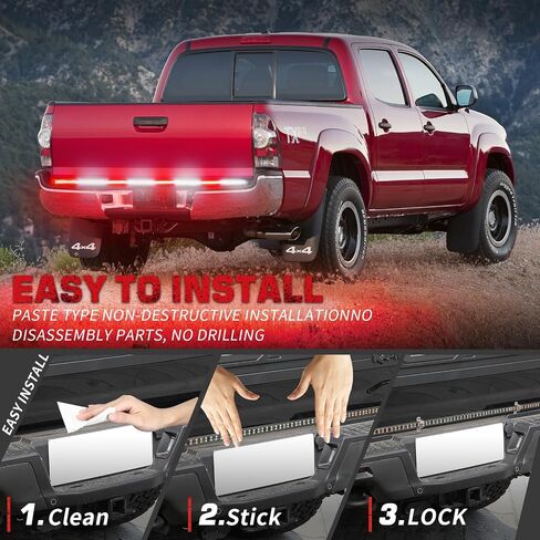 60 inch Truck Emergency Lights Strip 360 LED Tailgate/Rear Window Strobe Lights Red White Firefighter POV Lights Flashing Warning Hazard Safety First Responder Lights for Vehicles Fire Trucks in Kuwait
