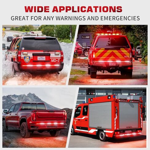 60 inch Truck Emergency Lights Strip 360 LED Tailgate/Rear Window Strobe Lights Red White Firefighter POV Lights Flashing Warning Hazard Safety First Responder Lights for Vehicles Fire Trucks in Kuwait