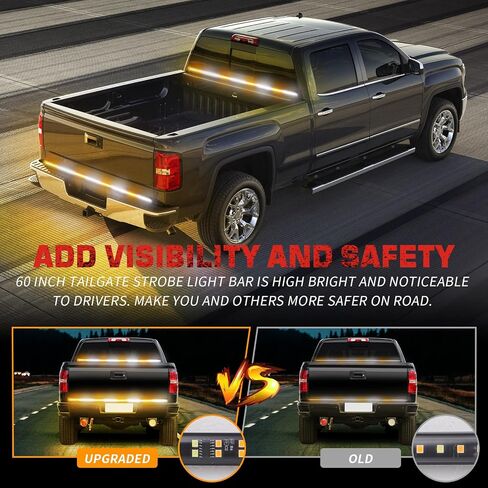 60 inch Truck Emergency Lights Strip 360 LED Tailgate/Rear Window Strobe Lights Red White Firefighter POV Lights Flashing Warning Hazard Safety First Responder Lights for Vehicles Fire Trucks in Kuwait