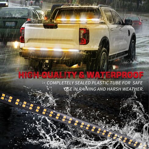 60 inch Truck Emergency Lights Strip 360 LED Tailgate/Rear Window Strobe Lights Red White Firefighter POV Lights Flashing Warning Hazard Safety First Responder Lights for Vehicles Fire Trucks in Kuwait