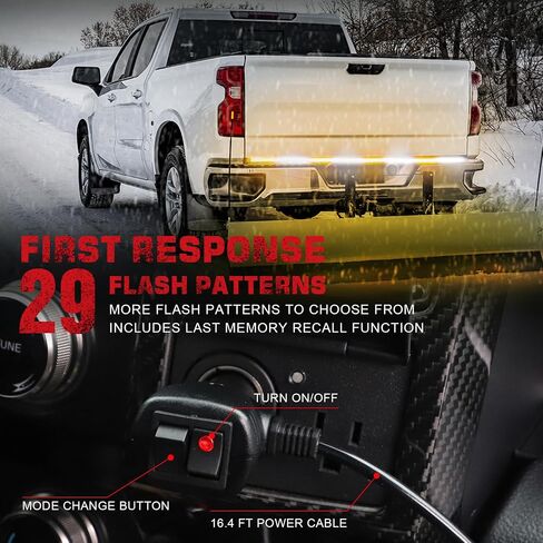 60 inch Truck Emergency Lights Strip 360 LED Tailgate/Rear Window Strobe Lights Red White Firefighter POV Lights Flashing Warning Hazard Safety First Responder Lights for Vehicles Fire Trucks in Kuwait