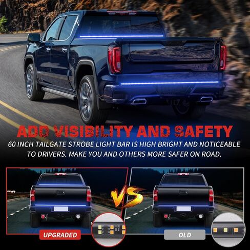 60 inch Truck Emergency Lights Strip 360 LED Tailgate/Rear Window Strobe Lights Red White Firefighter POV Lights Flashing Warning Hazard Safety First Responder Lights for Vehicles Fire Trucks in Kuwait