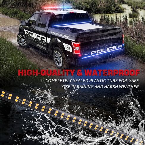 60 inch Truck Emergency Lights Strip 360 LED Tailgate/Rear Window Strobe Lights Red White Firefighter POV Lights Flashing Warning Hazard Safety First Responder Lights for Vehicles Fire Trucks in Kuwait