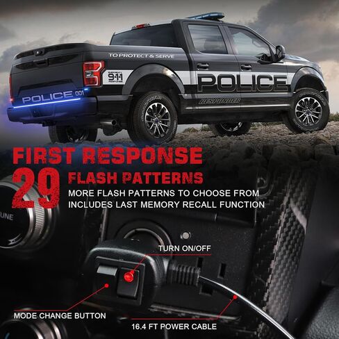 60 inch Truck Emergency Lights Strip 360 LED Tailgate/Rear Window Strobe Lights Red White Firefighter POV Lights Flashing Warning Hazard Safety First Responder Lights for Vehicles Fire Trucks in Kuwait