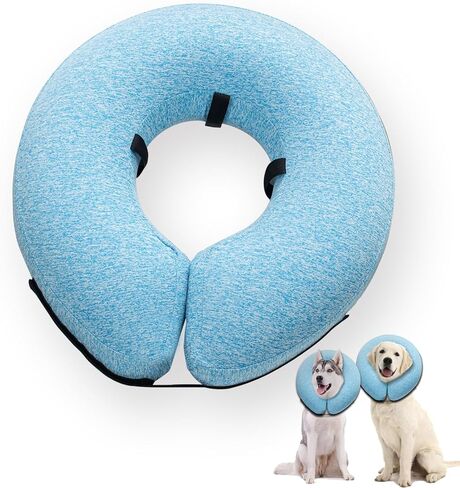 طوق كلب كبير قابل للنفخ، طوق مخروطي ناعم للكلاب بعد الجراحة، طوق مخروطي للكلاب الصغيرة والمتوسطة والكبيرة والقطط - وردي، متوسط in Kuwait