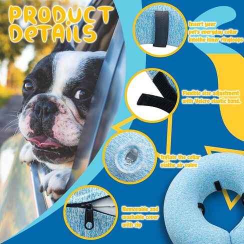 طوق كلب كبير قابل للنفخ، طوق مخروطي ناعم للكلاب بعد الجراحة، طوق مخروطي للكلاب الصغيرة والمتوسطة والكبيرة والقطط - وردي، متوسط in Kuwait