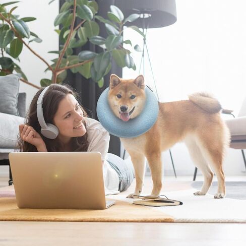 طوق كلب كبير قابل للنفخ، طوق مخروطي ناعم للكلاب بعد الجراحة، طوق مخروطي للكلاب الصغيرة والمتوسطة والكبيرة والقطط - وردي، متوسط in Kuwait