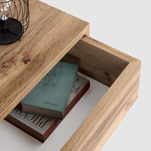 Mobili Fiver, Riccardo Floating nightstand, Rustic Oak, 17.7" x 9.8" x 6.1 ", Laminate-Finished, Modern Bedside Table, End Table, Italian Furniture in Kuwait