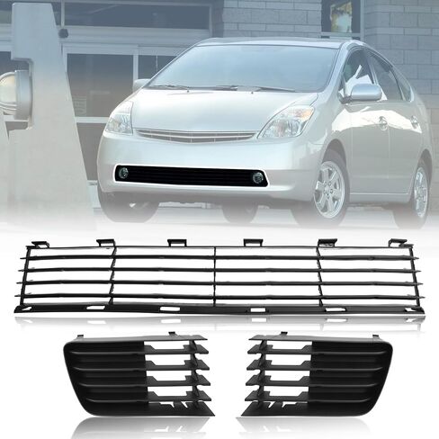 شبكة المصد الأمامي السفلي من Shelita مع غطاء مصابيح الضباب بدون فتحة لسيارة Toyota Prius 2004-2009 شواية بديلة لـ 53111-47010 53113-47020 53112-47020 TO1036112 TO1039119 TO1038119 in Kuwait