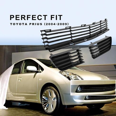 شبكة المصد الأمامي السفلي من Shelita مع غطاء مصابيح الضباب بدون فتحة لسيارة Toyota Prius 2004-2009 شواية بديلة لـ 53111-47010 53113-47020 53112-47020 TO1036112 TO1039119 TO1038119 in Kuwait