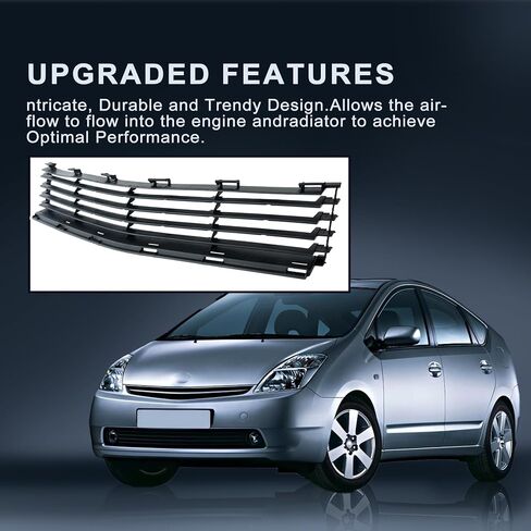 شبكة المصد الأمامي السفلي من Shelita مع غطاء مصابيح الضباب بدون فتحة لسيارة Toyota Prius 2004-2009 شواية بديلة لـ 53111-47010 53113-47020 53112-47020 TO1036112 TO1039119 TO1038119 in Kuwait