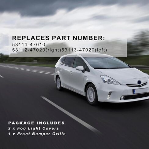 شبكة المصد الأمامي السفلي من Shelita مع غطاء مصابيح الضباب بدون فتحة لسيارة Toyota Prius 2004-2009 شواية بديلة لـ 53111-47010 53113-47020 53112-47020 TO1036112 TO1039119 TO1038119 in Kuwait