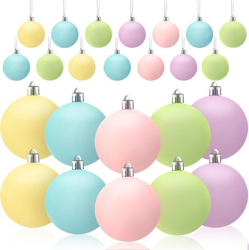 30 Pcs 2.36'' Pastel Christmas Tree Balls Ornaments Xmas Tree Shatterproof Decorations Pink Blue Purple Rainbow Christmas Tree Hanging Ornaments for Christmas Wedding Party Decor in Saudi Arabia