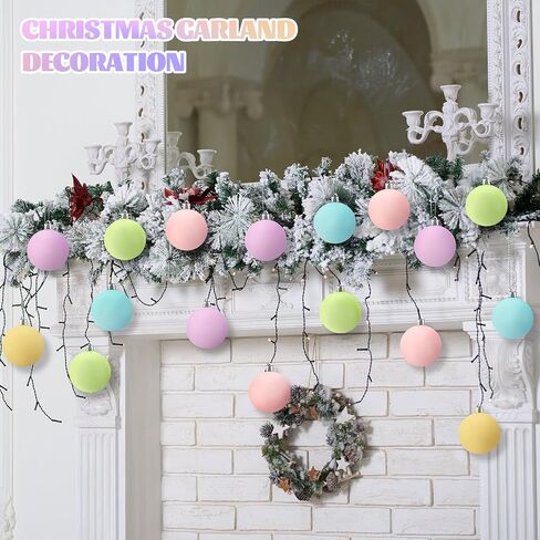 30 Pcs 2.36'' Pastel Christmas Tree Balls Ornaments Xmas Tree Shatterproof Decorations Pink Blue Purple Rainbow Christmas Tree Hanging Ornaments for Christmas Wedding Party Decor in Saudi Arabia