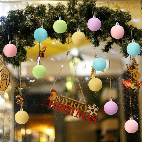 30 Pcs 2.36'' Pastel Christmas Tree Balls Ornaments Xmas Tree Shatterproof Decorations Pink Blue Purple Rainbow Christmas Tree Hanging Ornaments for Christmas Wedding Party Decor in Saudi Arabia