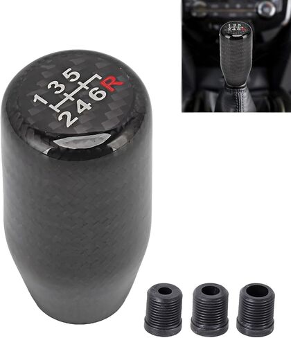 Gear Shift Knob, 6 Speed Shift Knob, Carbon Fiber Shift Knob with 3 Adapters, Shift Knob Compatible for Acura for Mazda for Mitsubishi for Scion for Infiniti in Saudi Arabia