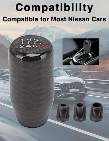 Gear Shift Knob, 6 Speed Shift Knob, Carbon Fiber Shift Knob with 3 Adapters, Shift Knob Compatible for Acura for Mazda for Mitsubishi for Scion for Infiniti in Saudi Arabia