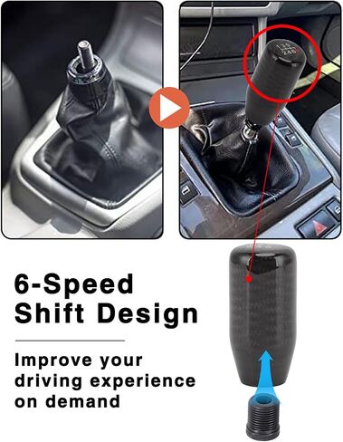 Gear Shift Knob, 6 Speed Shift Knob, Carbon Fiber Shift Knob with 3 Adapters, Shift Knob Compatible for Acura for Mazda for Mitsubishi for Scion for Infiniti in Saudi Arabia