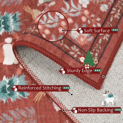 LIVEBOX Christmas Washable Area Rug 5x7, Boho Red Rugs for Living Room, Dining Room Rugs for Under Table with No-Slip Backing Vintage Soft Holiday Rug Carpet for Bedroom Office in Kuwait