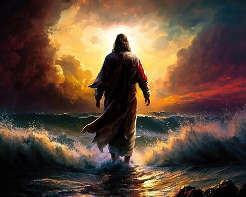 Rebotipy Paint by Numbers Christian Jesus Painting Kits by Number for Adults Kids on Canvas Wall Decor for Home Living Room Decor 16 inx20 in-Jesus Walks on Water at Sunset in Saudi Arabia