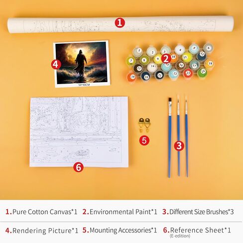 Rebotipy Paint by Numbers Christian Jesus Painting Kits by Number for Adults Kids on Canvas Wall Decor for Home Living Room Decor 16 inx20 in-Jesus Walks on Water at Sunset in Saudi Arabia