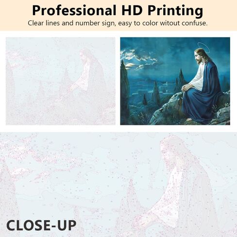 Rebotipy Paint by Numbers Christian Jesus Painting Kits by Number for Adults Kids on Canvas Wall Decor for Home Living Room Decor 16 inx20 in-Jesus Walks on Water at Sunset in Saudi Arabia