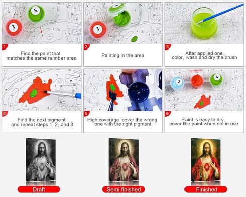 Rebotipy Paint by Numbers Christian Jesus Painting Kits by Number for Adults Kids on Canvas Wall Decor for Home Living Room Decor 16 inx20 in-Jesus Walks on Water at Sunset in Saudi Arabia