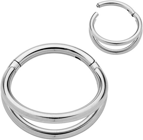 365 SLEEPERS Titanium Implant Grade 8mm - 12mm Double Hinged Segment Lip Nose Ear Ring Helix Tragus Septum Clicker Hoop Earring Body Piercing Jewelry in Kuwait