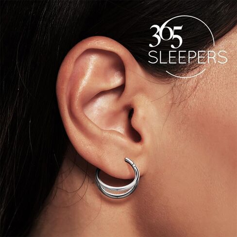 365 SLEEPERS Titanium Implant Grade 8mm - 12mm Double Hinged Segment Lip Nose Ear Ring Helix Tragus Septum Clicker Hoop Earring Body Piercing Jewelry in Kuwait