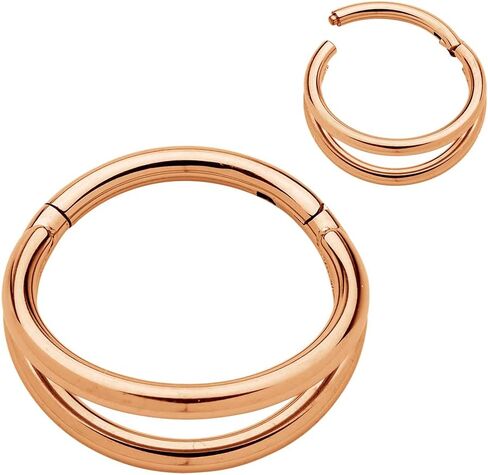 365 SLEEPERS Titanium Implant Grade 8mm - 12mm Double Hinged Segment Lip Nose Ear Ring Helix Tragus Septum Clicker Hoop Earring Body Piercing Jewelry in Kuwait