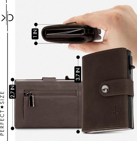 محفظة نحيفة منبثقة حامل بطاقات RFID محفظة معدنية ثلاثية الطي تصميم بسيط محفظة جلدية جيب بسحاب مع صندوق هدايا (جملي) in Saudi Arabia