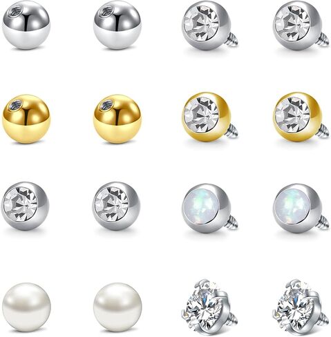 Longita 14g 16g Replacement Balls for Piercings Septum Ring Balls Belly Button Ring Balls Replacement 16 Gauge Balls for Piercings Nipple Tongue Ring Balls 16g Earring Screw Balls 3mm 5mm 8mm in Saudi Arabia
