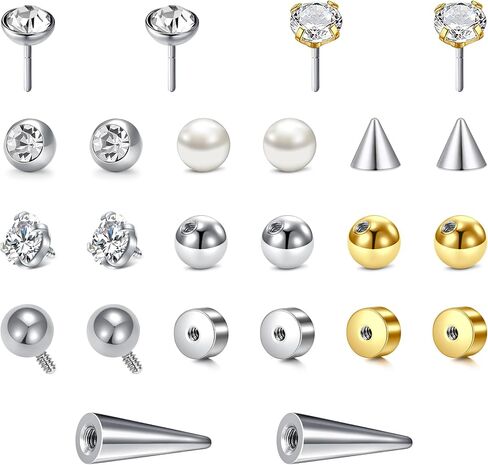 Longita 14g 16g Replacement Balls for Piercings Septum Ring Balls Belly Button Ring Balls Replacement 16 Gauge Balls for Piercings Nipple Tongue Ring Balls 16g Earring Screw Balls 3mm 5mm 8mm in Saudi Arabia