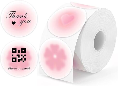 2 Inch Round Thermal Labels, Thermal Printer Stickers, 2 Different Designs on The Roll, Thermal Label Stickers for Small Business, Logo Design, 500Pcs/Roll (Blue) in Saudi Arabia