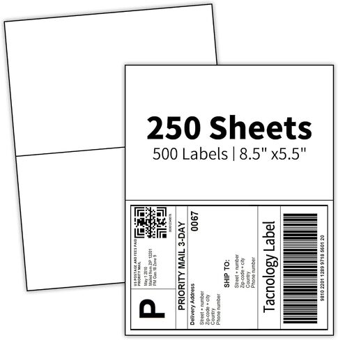 500 Sheets 2000 Labels 4x5 Shipping Labels for Laser & Inkjet Printers, Permanent Adhesive, 4 Labels per Page, A4 Size, Perfect for Mailing & Addressing in Saudi Arabia