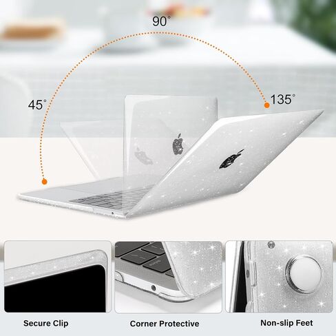 MOSISO Compatible with MacBook Pro 13 inch Case M2 2025, 2024, 2023-2016 A2338 M1 A2251 A2289 A2159 A1989 A1708 A1706, Glitter Sparkly Plastic Hard Shell&Keyboard Cover&Screen Protector, Transparent in Saudi Arabia