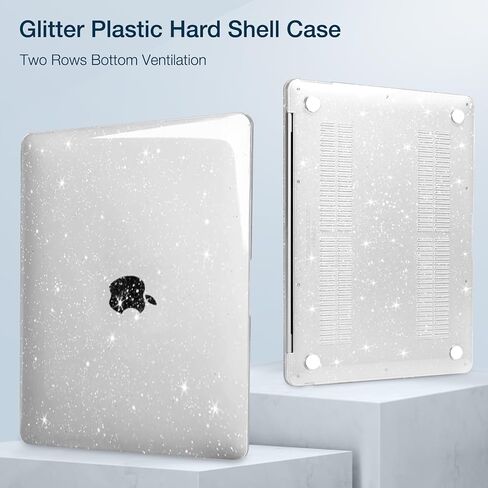 MOSISO Compatible with MacBook Pro 13 inch Case M2 2025, 2024, 2023-2016 A2338 M1 A2251 A2289 A2159 A1989 A1708 A1706, Glitter Sparkly Plastic Hard Shell&Keyboard Cover&Screen Protector, Transparent in Saudi Arabia