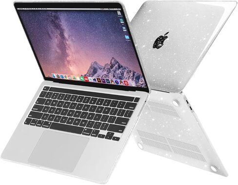 MOSISO Compatible with MacBook Pro 13 inch Case M2 2025, 2024, 2023-2016 A2338 M1 A2251 A2289 A2159 A1989 A1708 A1706, Glitter Sparkly Plastic Hard Shell&Keyboard Cover&Screen Protector, Transparent in Saudi Arabia