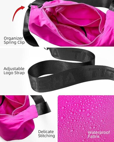 Titosha Medium Nylon Crescent Crossbody Bag for Women with Organizer Hook Dual Interior Zippered Pockets in Saudi Arabia