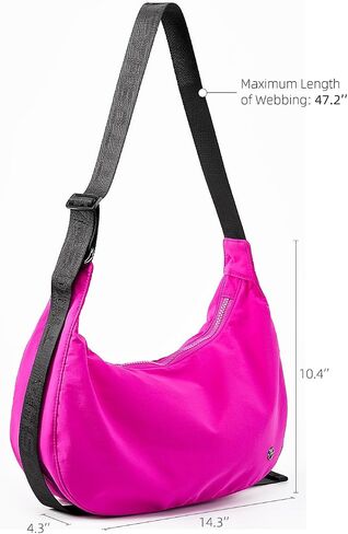 Titosha Medium Nylon Crescent Crossbody Bag for Women with Organizer Hook Dual Interior Zippered Pockets in Saudi Arabia